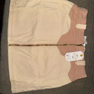 LoveRiche Cream and Tan Zip-Up Skirt